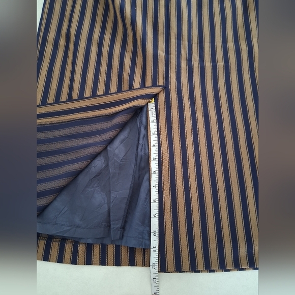 Vintage Le Truc/ Striped Blue and Brown/ Button-Down/ Pencil Skirt/ Size US 16 - Picture 11 of 11